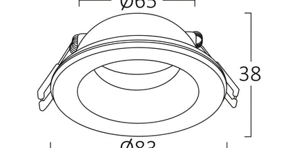 Spot i integruar GU10 Braytron BH03-02100 për tavan dhe gips, ngjyrë e bardhë, IP54, trup alumini, diametër 83 mm dhe vrimë montimi 65 mm – spot GU10 Braytron Shqipëri