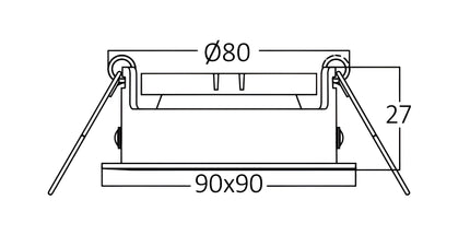 Spot katror i integruar GU10 Braytron BH03-04131 për tavan dhe gips, ngjyrë e zezë, trup alumini, 90×90 mm, vrimë montimi 80 mm, IP20 – spot GU10 Braytron Shqipëri