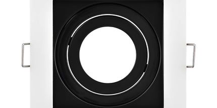 Spot katror i integruar GU10 Braytron BH03-05020 për tavan dhe gips, bardhë me të zezë, 100×100 mm, vrimë montimi 90 mm, trup metalik IP20 – Braytron Shqipëri