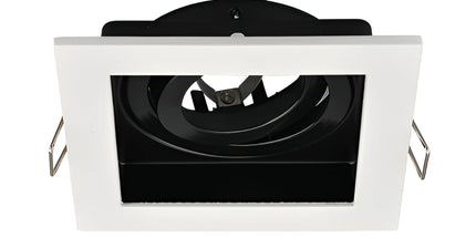 Spot katror i integruar GU10 Braytron BH03-05020 për tavan dhe gips, bardhë me të zezë, 100×100 mm, vrimë montimi 90 mm, trup metalik IP20 – Braytron Shqipëri