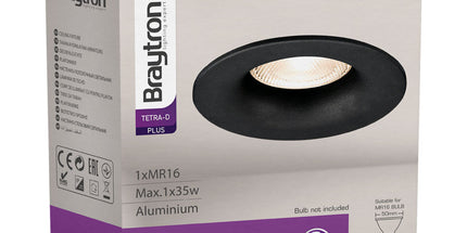 Spotlight Braytron BH03-04051 GU10 i zi, spot tavanor alumini IP20, ndriçim modern i brendshëm për ambiente rezidenciale dhe komerciale në Shqipëri – ndriçim profesional Braytron.