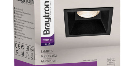 Spotlight Braytron BH03-04101 GU10 recessed ngjyrë e zezë, trup alumini, IP20 – ndriçim i brendshëm për shtëpi dhe biznese në Shqipëri.