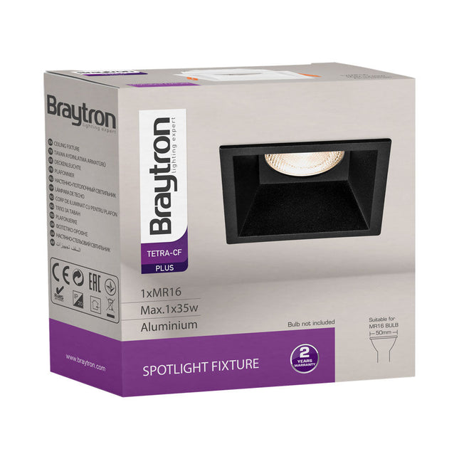 Spotlight Braytron BH03-04101 GU10 recessed ngjyrë e zezë, trup alumini, IP20 – ndriçim i brendshëm për shtëpi dhe biznese në Shqipëri.