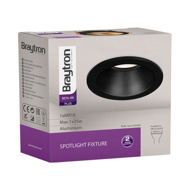 Spotlight Braytron BH03-05111 GU10 Black–Black alumini IP20, ndriçim tavanor minimal dhe modern për ambiente në Shqipëri.