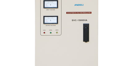 Stabilizator tensioni ANDELI SVC-15000VA Automatic Voltage Stabilizer me fuqi 15000VA, stabilizim automatik të tensionit 220V, ekran analog, mbrojtje ndaj luhatjeve të rrymës, ideal për serverë, pajisje industriale, fabrika, punishte, kamera sigurie, DVR, NVR dhe sisteme elektrike në Shqipëri.