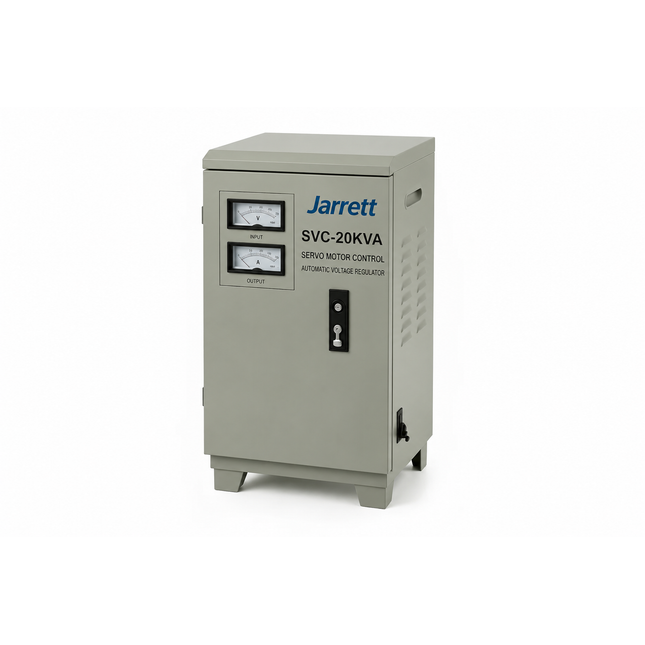 Stabilizator tensioni Jarrett SVC-20KVA 20000VA Servo Motor Control, rregullator automatik tensioni 220V për shtëpi, biznese, kondicionerë, pompa, servera dhe pajisje industriale – stabilizator profesional në Shqipëri, AlbaStore.