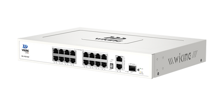 Switch PoE WK-PS219GF me 16 porta PoE, 2 Uplink Gigabit, 1 SFP, Hi-PoE 60W, PoE budget 180W dhe Extend 250m – switch për kamera IP CCTV Shqipëri