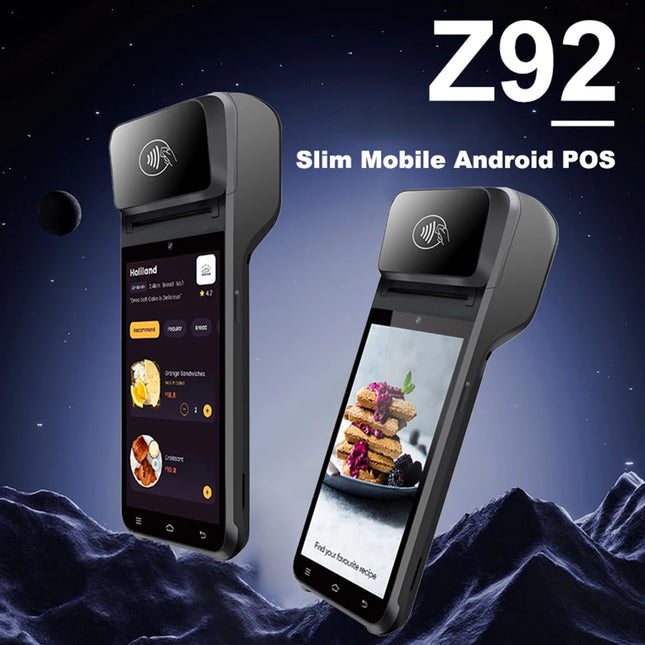 Terminal fiskal portativ Z92 me Android 13, ekran me prekje 5.5 inç, printer termik 58 mm, 4G, WiFi, Bluetooth, NFC, lexues QR dhe barkodesh, ideal për markete, restorante, farmaci, korrierë dhe biznese në Shqipëri. 