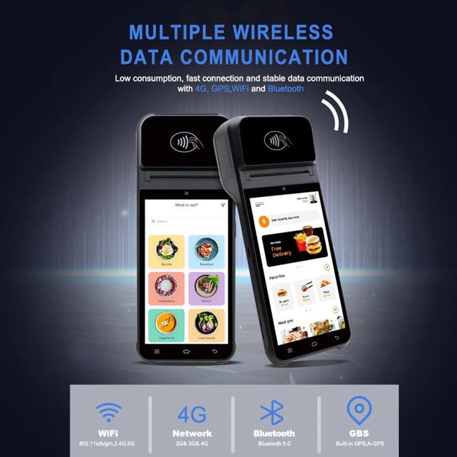 Terminal fiskal portativ Z92 me Android 13, ekran me prekje 5.5 inç, printer termik 58 mm, 4G, WiFi, Bluetooth, NFC, lexues QR dhe barkodesh, ideal për markete, restorante, farmaci, korrierë dhe biznese në Shqipëri. 