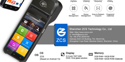Terminal fiskal portativ Z92 me Android 13, ekran me prekje 5.5 inç, printer termik 58 mm, 4G, WiFi, Bluetooth, NFC, lexues QR dhe barkodesh, ideal për markete, restorante, farmaci, korrierë dhe biznese në Shqipëri. 