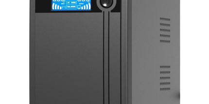 UPS Hikvision DS-UPS2000 2000VA 1200W me stabilizues tensioni AVR, ekran LCD, portë USB, 2 bateri 12V 9Ah, mbrojtje nga luhatjet e rrymës, ideal për kompjuterë, serverë, DVR, NVR, kamera sigurie, modemë dhe pajisje elektronike në Shqipëri.