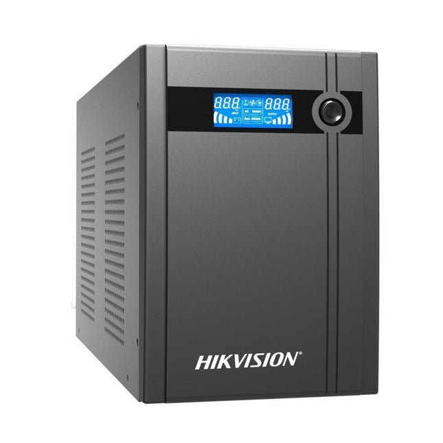 UPS Hikvision DS-UPS3000 3000VA 1800W me stabilizues tensioni AVR, ekran LCD, portë USB, 4 bateri 12V 9Ah, mbrojtje nga luhatjet e rrymës, ideal për serverë, kompjuterë, DVR, NVR, kamera sigurie dhe pajisje elektronike në Shqipëri.