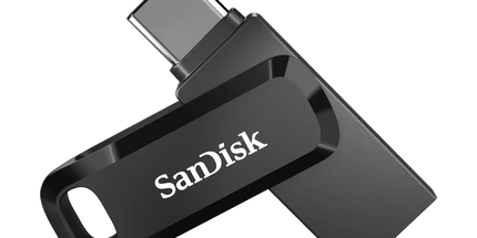 USB Flash Drive 64GB 300MB/s USB-C & USB-A SanDisk Ultra Dual Drive Go SDDDC3-064G-G46, USB 3.2 Gen 1, dizajn rrotullues dhe backup me aplikacion.     64GB Black SanDisk Ultra Dual D…