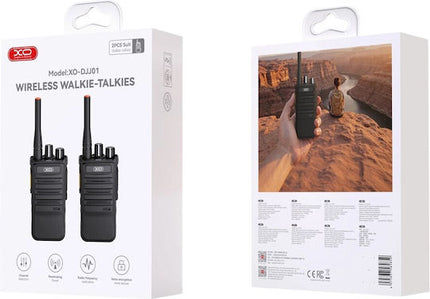 XO DJJ01 EU walkie-talkie 2W 400–470MHz, radio komunikimi me distancë 3–4 km për outdoor, ndërtim, kamping dhe përdorim në Shqipëri.