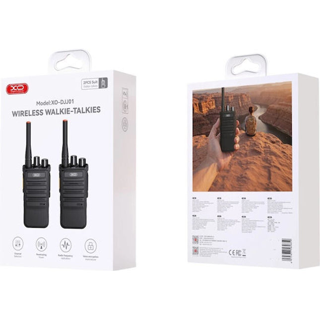 XO DJJ01 EU walkie-talkie 2W 400–470MHz, radio komunikimi me distancë 3–4 km për outdoor, ndërtim, kamping dhe përdorim në Shqipëri.