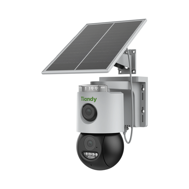 kamera sigurie Tiandy TC-H363U 6MP Color Maker 4G PT Solar Shqiperi kamera profesionale outdoor me panel solar bateri 10400mAh auto tracking dhe monitorim nga telefoni