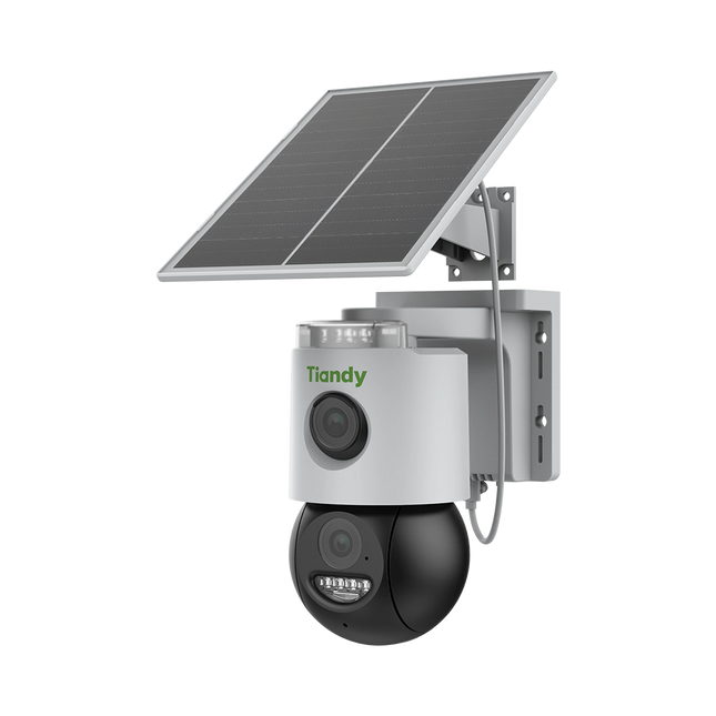 kamera sigurie Tiandy TC-H363U 6MP Color Maker 4G PT Solar Shqiperi kamera profesionale outdoor me panel solar bateri 10400mAh auto tracking dhe monitorim nga telefoni