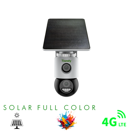 kamera sigurie Tiandy TC-H363U 6MP Color Maker 4G PT Solar Shqiperi kamera profesionale outdoor me panel solar bateri 10400mAh auto tracking dhe monitorim nga telefoni