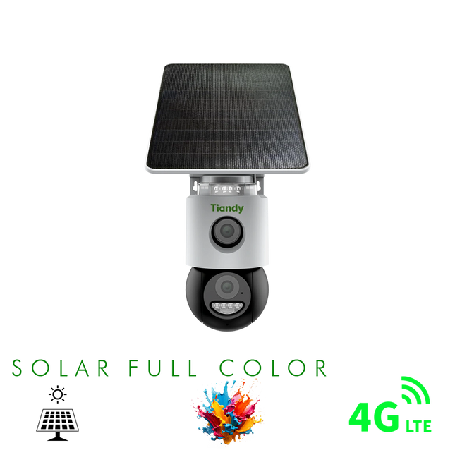 kamera sigurie Tiandy TC-H363U 6MP Color Maker 4G PT Solar Shqiperi kamera profesionale outdoor me panel solar bateri 10400mAh auto tracking dhe monitorim nga telefoni