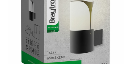 ndricues muror Braytron BG43-04002 E27 IP44 Shqiperi ndricim outdoor modern per llamba E27 fasade dhe ambient te jashtem