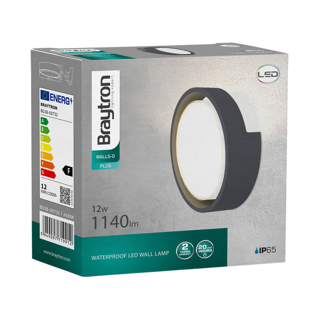 ndricues muror LED Braytron BG38-00732 12W 6500K IP65 Shqiperi ndricim outdoor rrethor dritë e bardhë per siguri dhe hyrje
