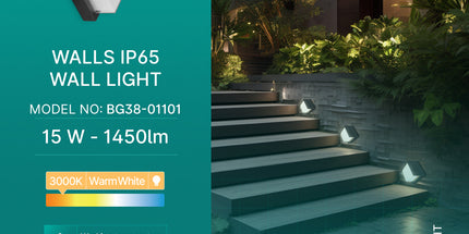 ndricues muror LED Braytron BG38-01101 15W 3000K IP65 Shqiperi ndricim outdoor katror dritë e ngrohtë per fasade shtepie