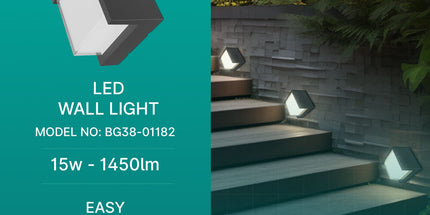 ndricues muror LED Braytron BG38-01182 15W 3IN1 IP65 Shqiperi ndricim outdoor 3000K 4000K 6500K dritë e rregullueshme per hyrje