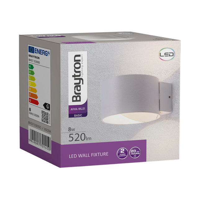 ndricues muror LED Braytron BH07-03000 8W 3000K white Shqiperi ndricim dekorativ wall light rrethor per shtepi moderne