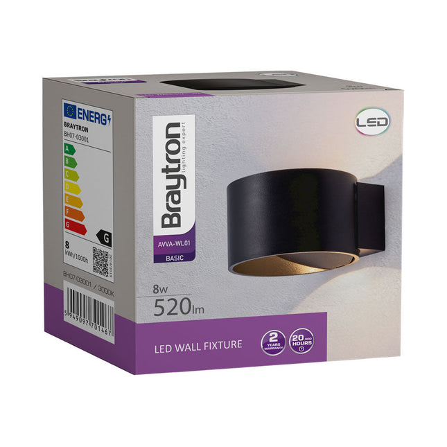 ndricues muror LED Braytron BH07-03001 8W 3000K black Shqiperi ndricim dekorativ wall light rrethor per ambiente moderne