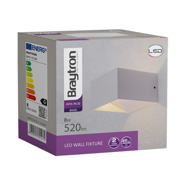 ndricues muror LED Braytron BH07-03100 8W 3000K square white Shqiperi ndricim dekorativ wall light katror modern